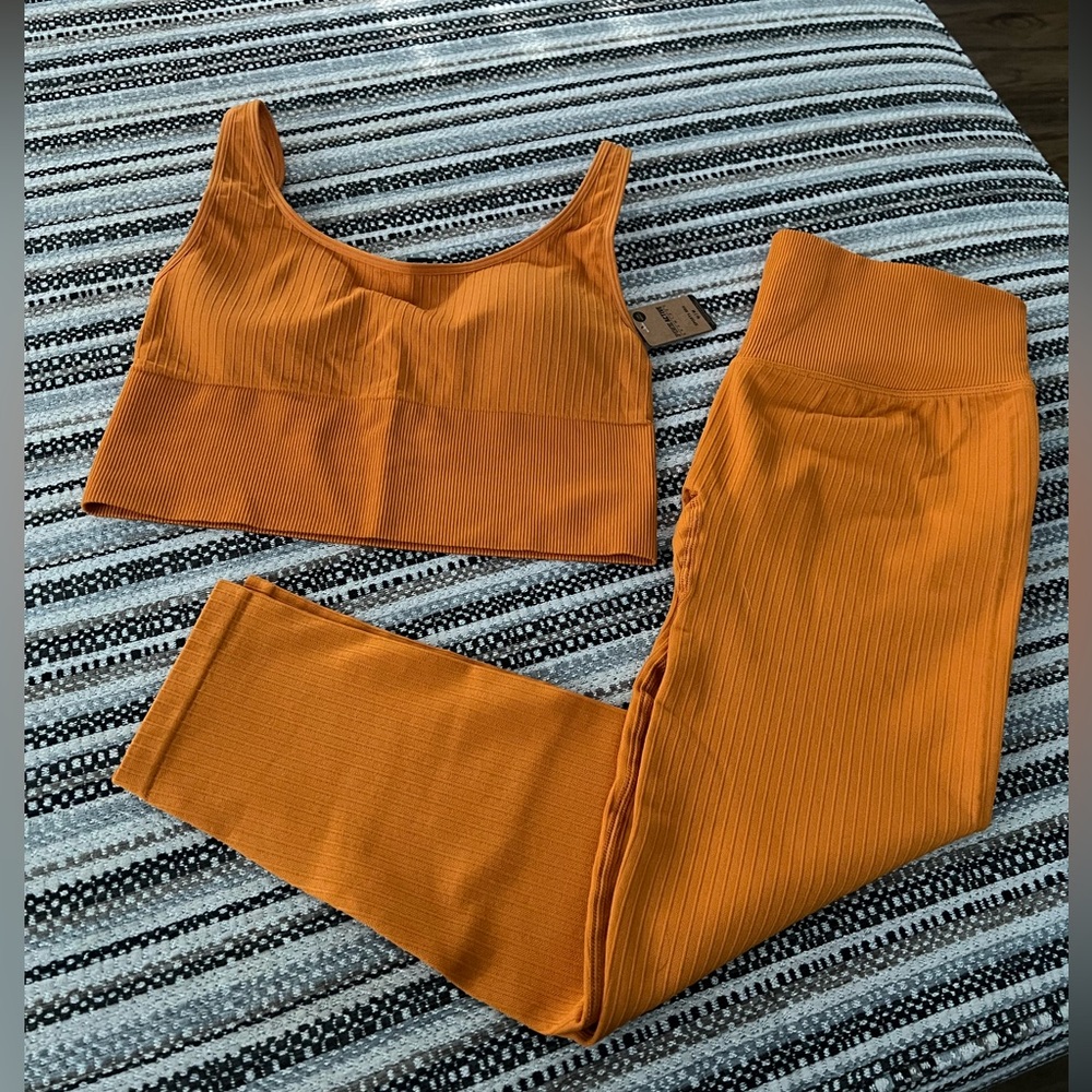 PINK Victoria's Secret Orange Ribbed Set